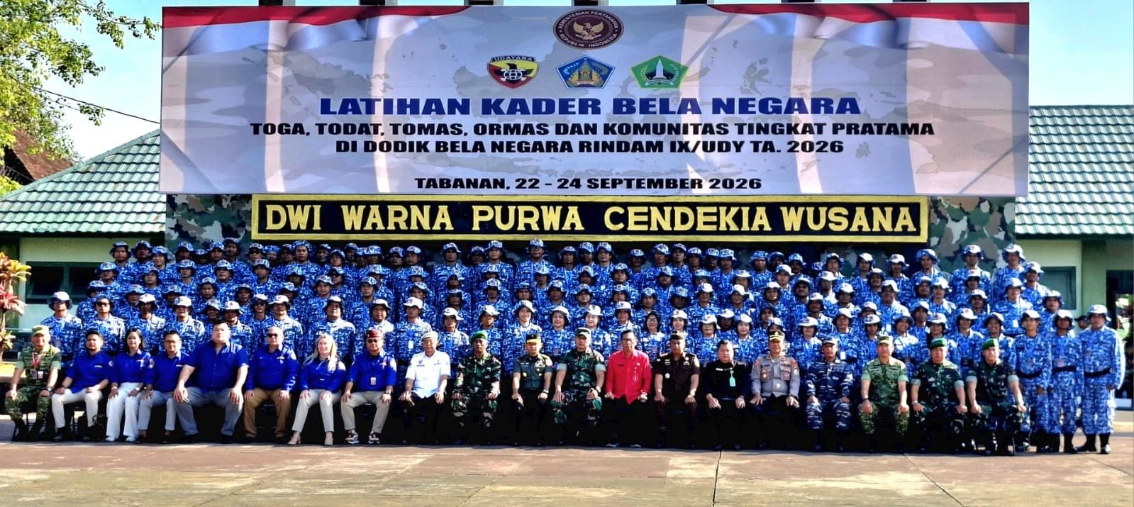 Opening ceremony of the Bela Negara 2026 training at Rindam IX/Udayana, Tabanan